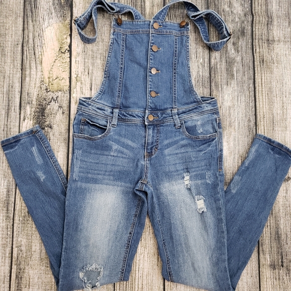 Tinseltown Denim - Tinseltown Denim Couture Distressed Overalls Small